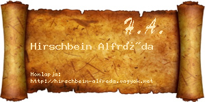 Hirschbein Alfréda névjegykártya